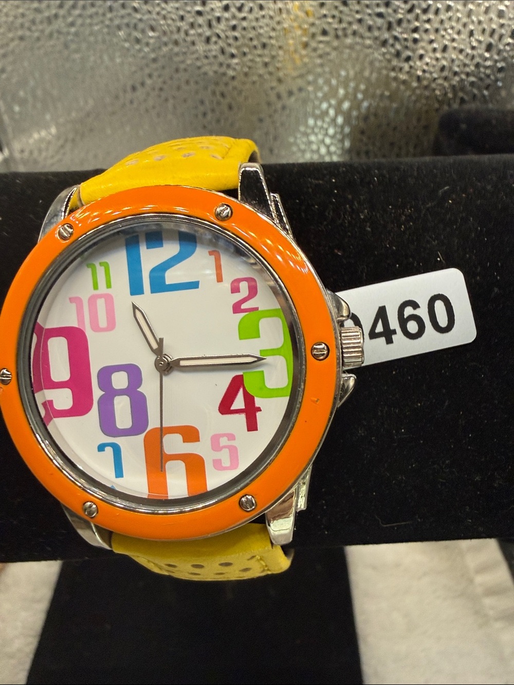 Colorful Numbers Women's Watch - Orange Bezel, Yellow Strap
